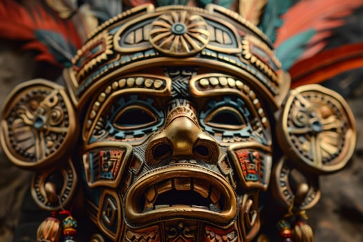 Traditional mayan mask with intricate designs photo