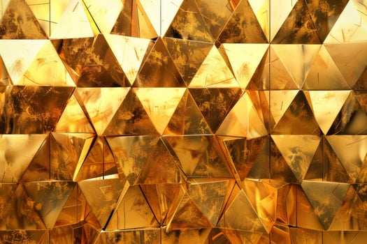 Abstract luxury background with a mosaic of gold triangles reflecting light photo