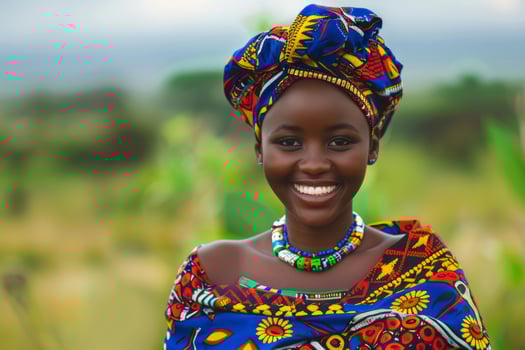 Radiant african woman in traditional attire photo
