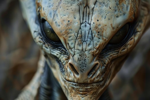 Closeup of alien creature face photo