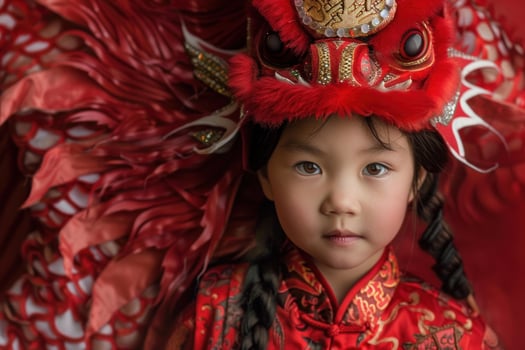 Child in traditional chinese dragon costume photo