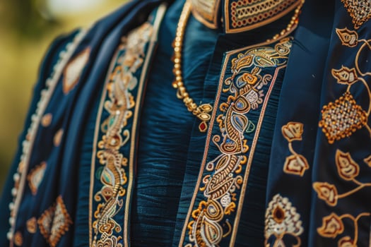 Traditional embroidered asian garments closeup photo