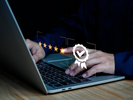 Quality Assurance Standard Assurance Symbol at ISO Quality Assurance good with five star rating photo