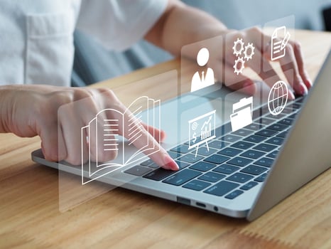 e-learning technology education through the internet internet lesson Online learning or online meeting using technology for education photo