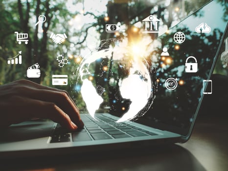 The connection of technology from around the world, connection, banking, finance, investment, online shopping photo