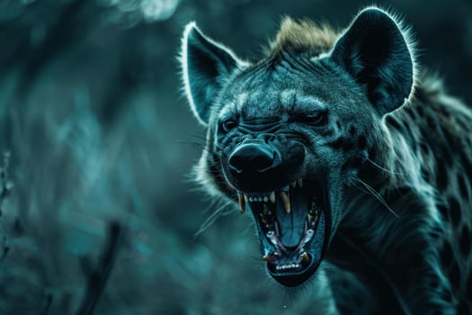 Intense hyena portrait with a dramatic expression photo