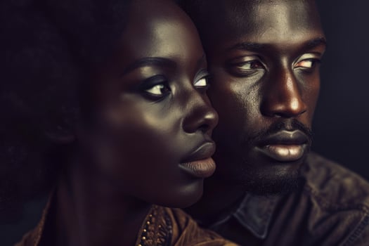 Passionate African couple love. Generate Ai photo