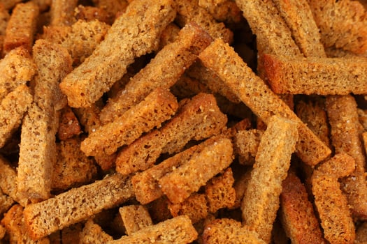 Rye crackers. Snacks rye crackers in a strip. photo