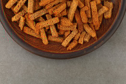 Appetizing snacks. Bread snacks are oblong. Fried bread snacks. photo
