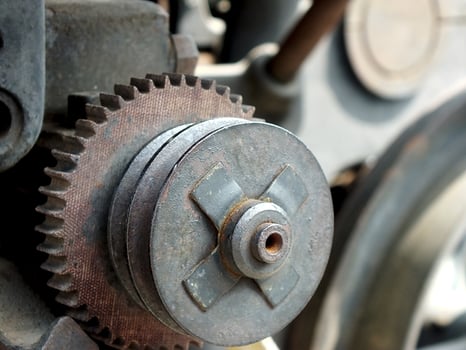 Close up of a part of the internal structure of an engine. Grunge steampunk industrial machine concept design image background photo