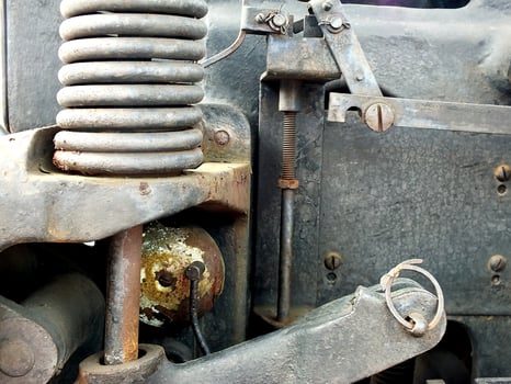 Close up of a part of the internal structure of an engine. Grunge steampunk industrial machine concept design image background photo
