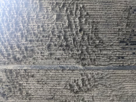 Dirty radiator air compressor with dust. A dirty air radiator condenser coil. The coil is covered in dust and grime. photo