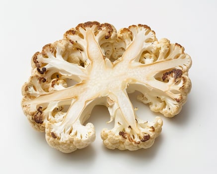 a cauliflower is cut in half on a white surface photo