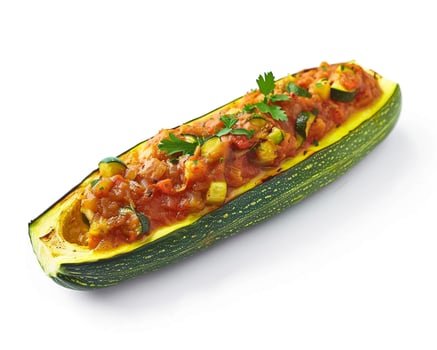 a zucchini with a sauce on it photo