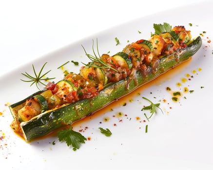 a long zucchini on a plate photo