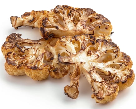 a close up of two pieces of roasted cauliflower photo