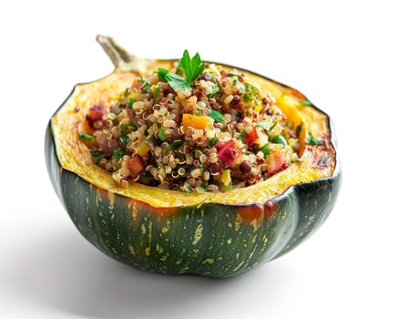 a stuffed squash with a side of quinoa photo