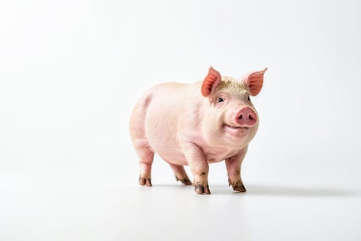 Pink Piglet Standing on White Background photo
