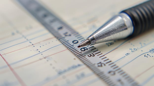 A detailed shot of a digital ruler feature in a smart notebook displaying exact measurements and conversions between different units photo