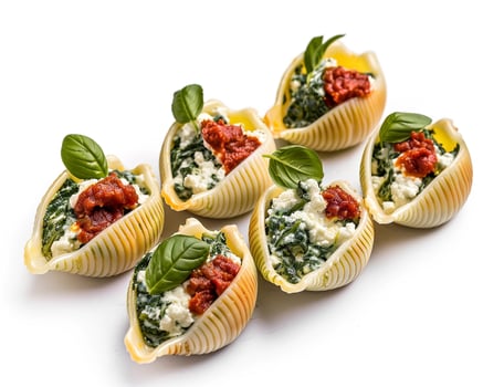 four stuffed shells with spinach and cheese photo
