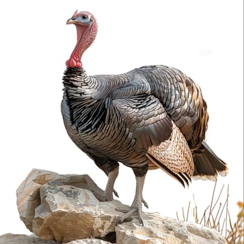 a turkey standing on a rock photo