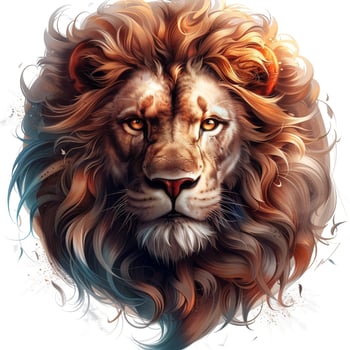 a lion's head with long hair and a big beard photo