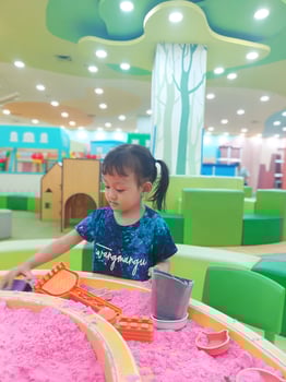Positive activities for children playing in an indoor area filled with toy facilities and a place where they can find unlimited creativity photo