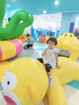 Positive activities for children playing in an indoor area filled with toy facilities and a place where they can find unlimited creativity photo