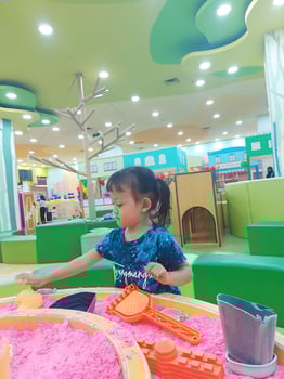 Positive activities for children playing in an indoor area filled with toy facilities and a place where they can find unlimited creativity photo