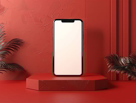 3D blank smartphone screen display for mockup photo