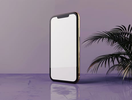 3D blank smartphone screen display for mockup photo