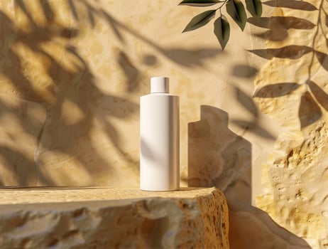 blank white cosmetic bottle luxury background for mockup photo