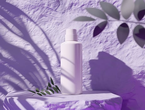 3D blank cosmetic bottle with luxury background for mockup photo