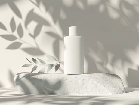 3D blank cosmetic bottle with luxury background for mockup photo