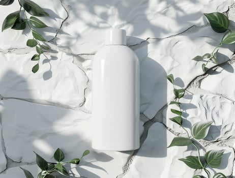 3D blank cosmetic bottle with luxury background for mockup photo