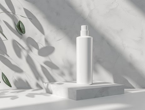 3D blank cosmetic bottle with luxury background for mockup photo