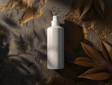 3D blank cosmetic bottle with luxury background for mockup photo