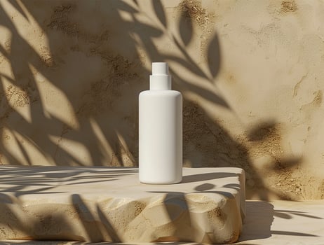 3D blank cosmetic bottle with luxury background for mockup photo