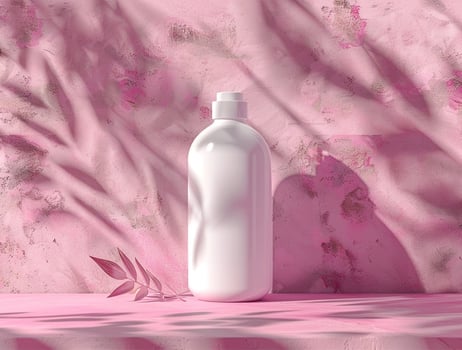 3D blank cosmetic bottle with luxury background for mockup photo