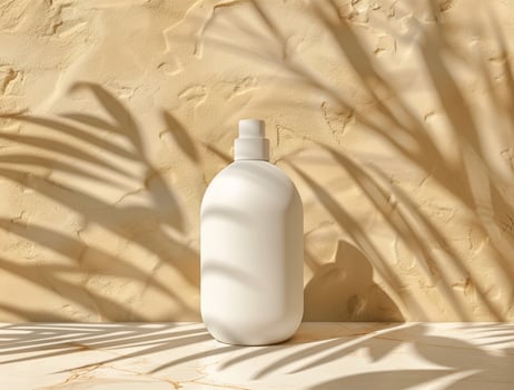 3D blank cosmetic bottle with luxury background for mockup photo