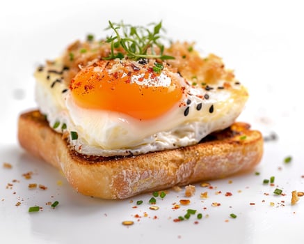 an egg on toast with herbs and spices photo
