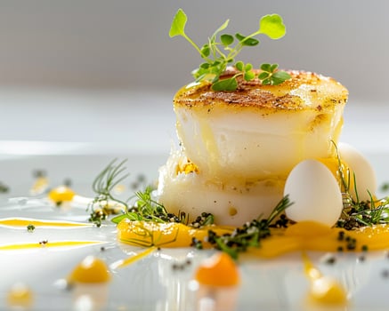 a white plate with a scallop on it photo