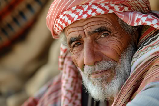 Elderly man in traditional arab headdress photo