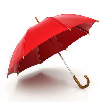Umbrella or parasol with handle isolated on white background, 3D rendering photo