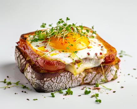 a piece of toast with an egg and cheese photo