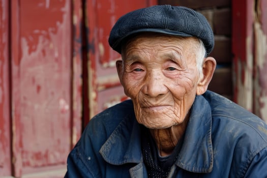 Elderly asian man with a warm smile photo
