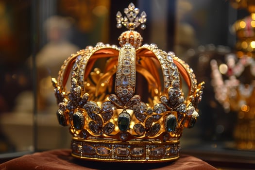 Regal crown adorned with gems and gold photo