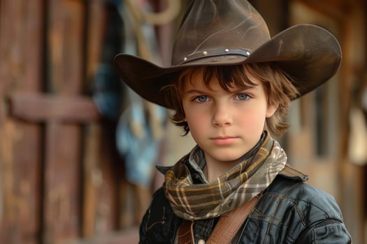 Young cowboy in the wild west photo