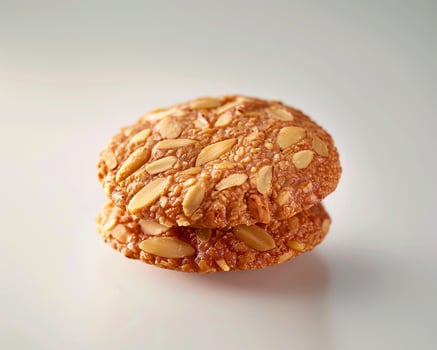 a close up of two cookies with nuts on them photo