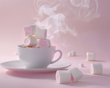 a cup of hot chocolate with marshmallows on top photo